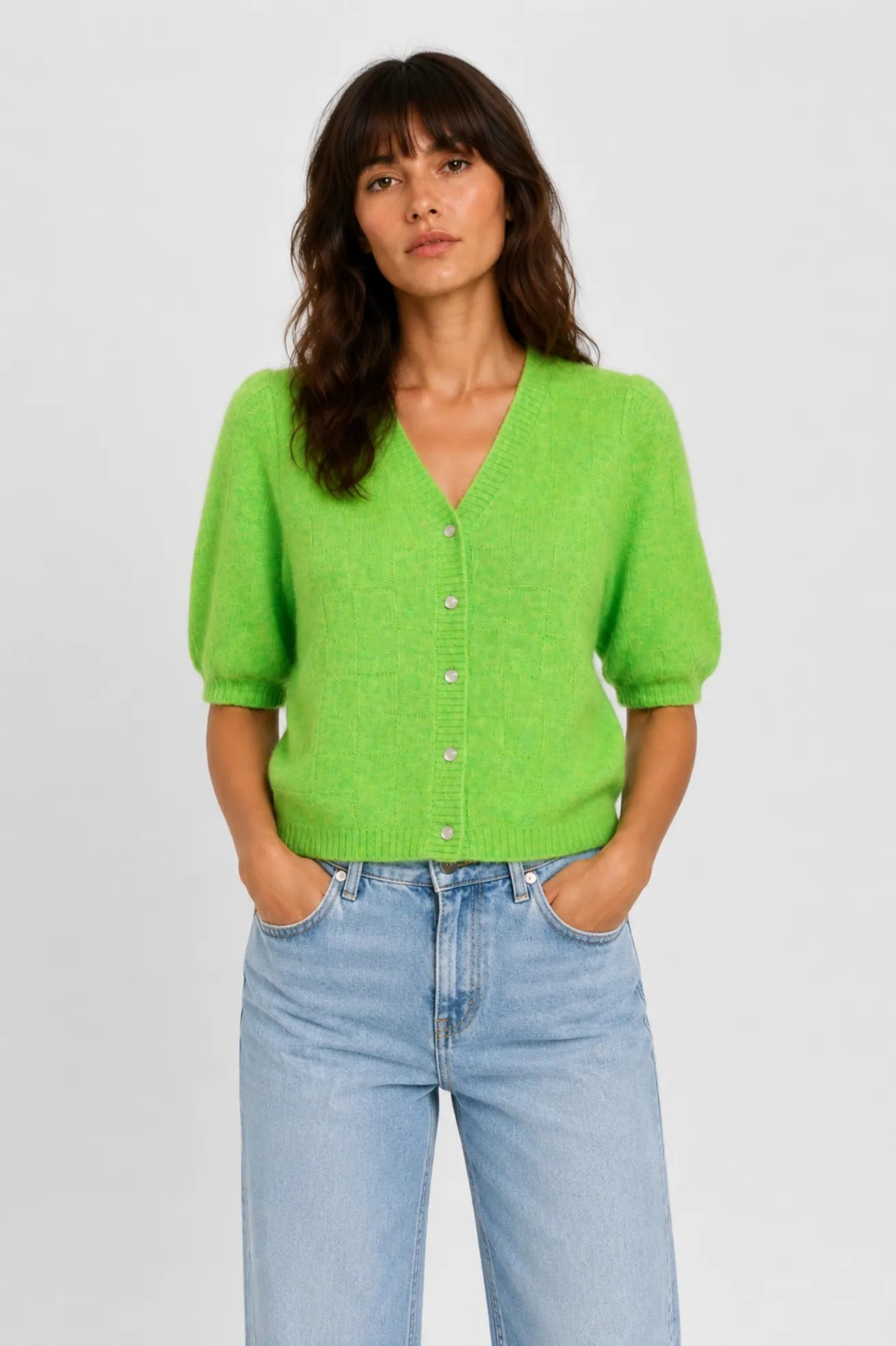 Nümph Cardigan Mujer Nuriette Cuadros Verde Who killed Bambi?
