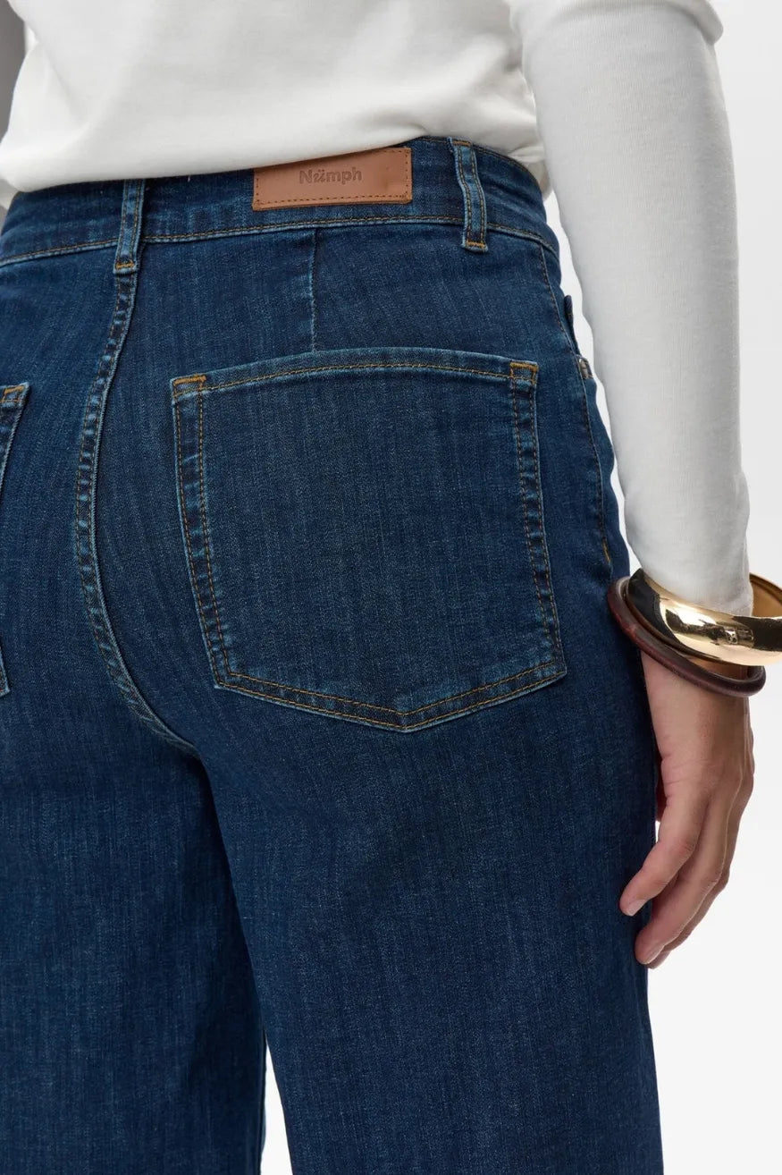 Nümph Pantalón Vaquero Mujer Nuparis Cropped Dark Blue Who killed Bambi?