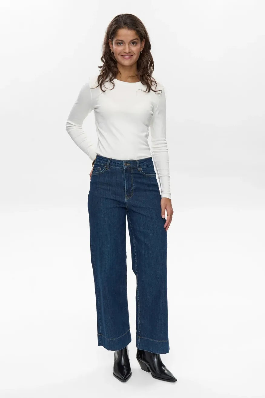 Nümph Pantalón Vaquero Mujer Nuparis Cropped Dark Blue Who killed Bambi?