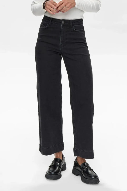 Nümph Pantalón Vaquero Mujer Nuparis Cropped Negro Gastado Who killed Bambi?