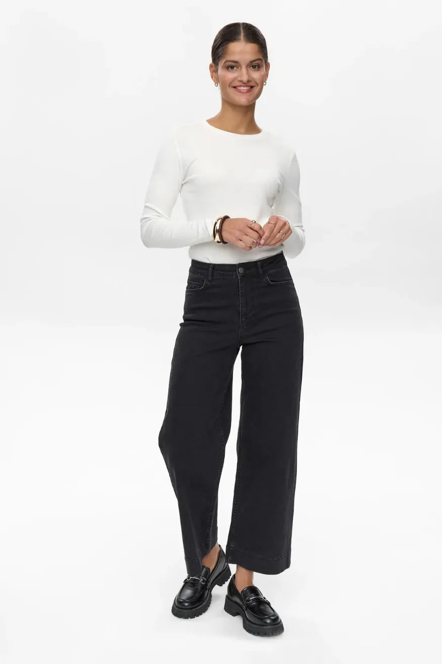Nümph Pantalón Vaquero Mujer Nuparis Cropped Negro Gastado Who killed Bambi?