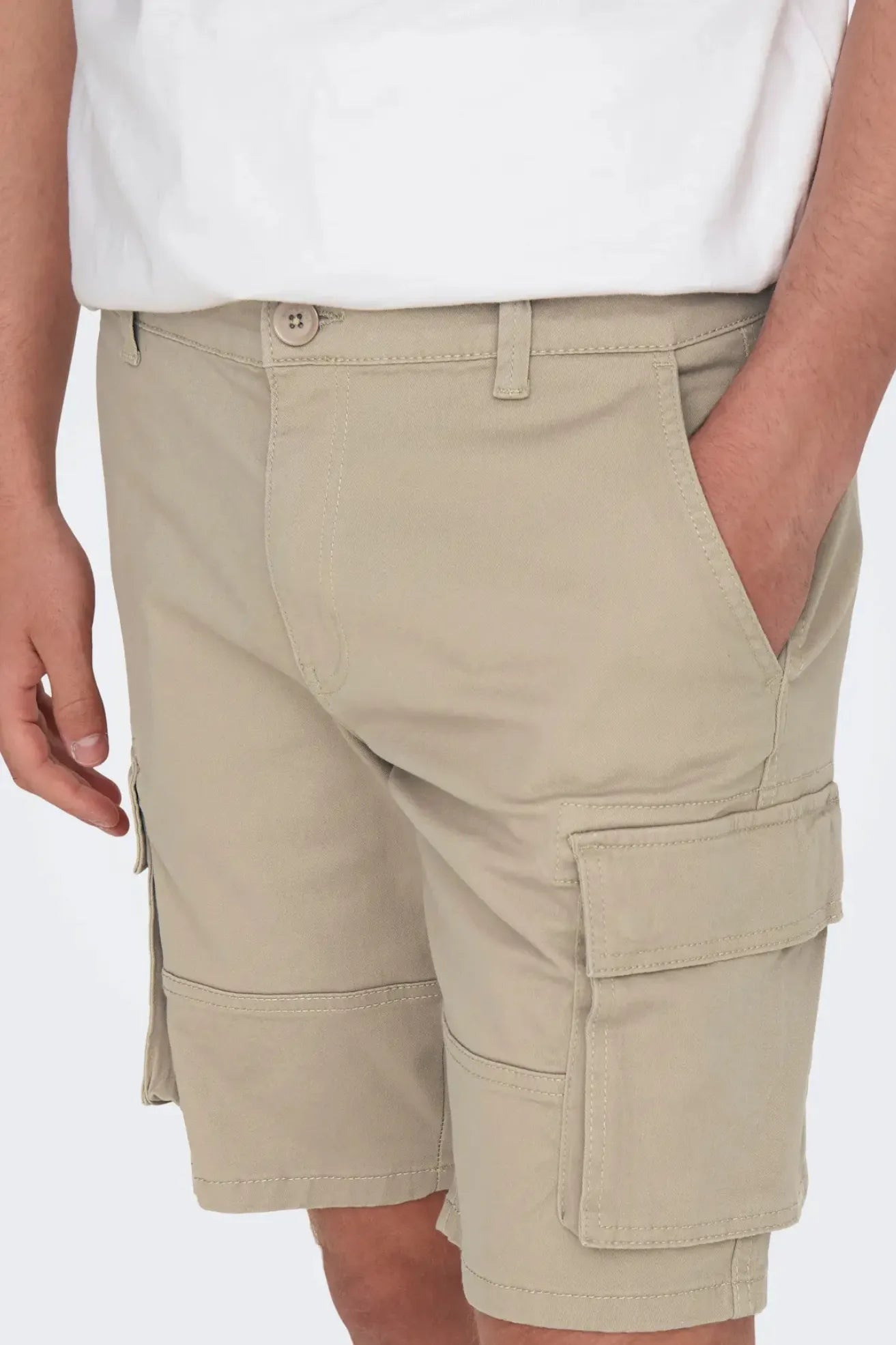 Only & Sons Pantalón Corto Hombre Cargo Beige Who killed Bambi?