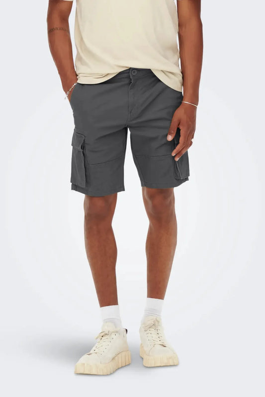 Only & Sons Pantalón Corto Hombre Cargo Gris Oscuro Who killed Bambi?