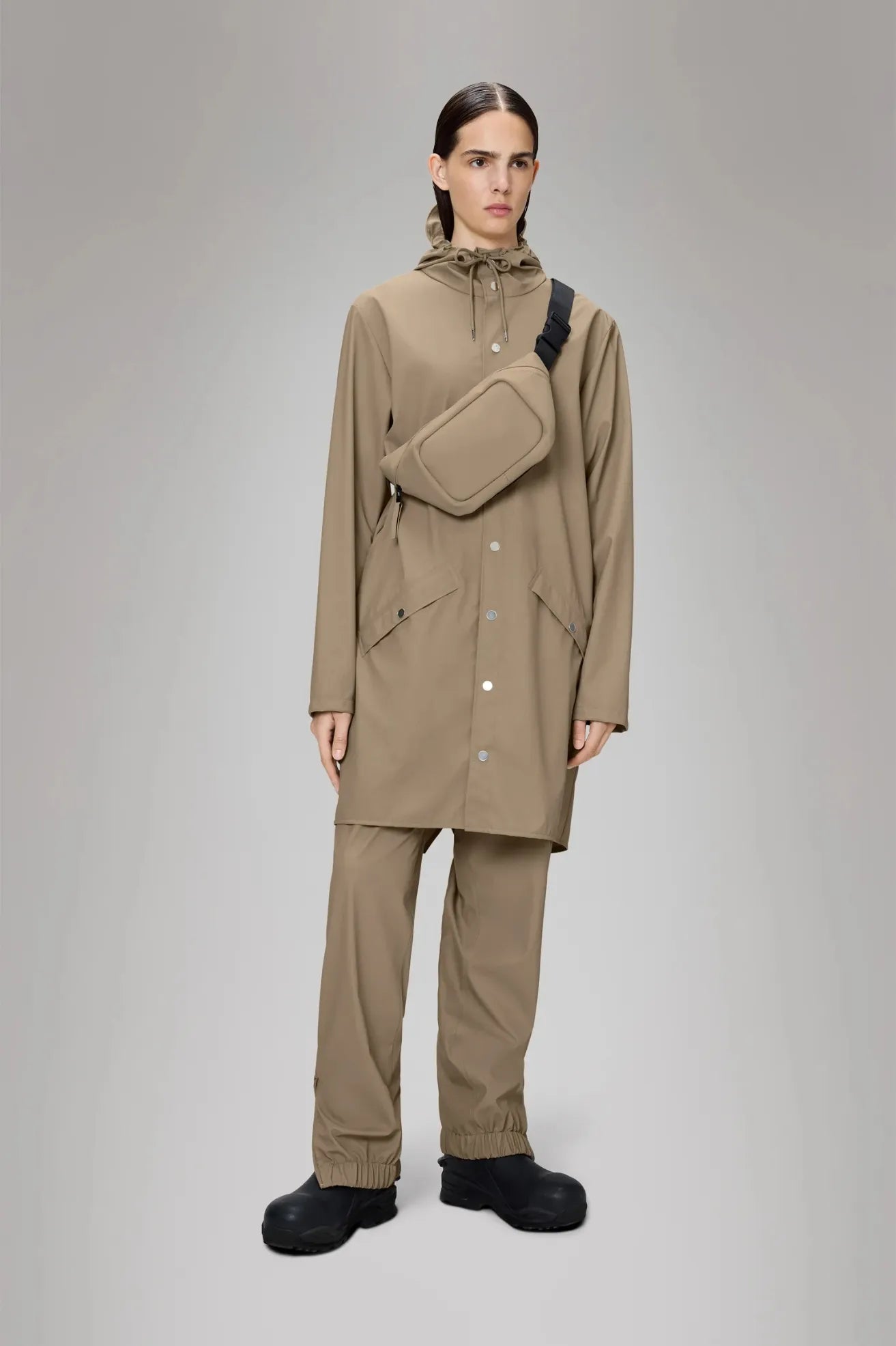 Rains Chubasquero Long Jacket Beige Who killed Bambi?