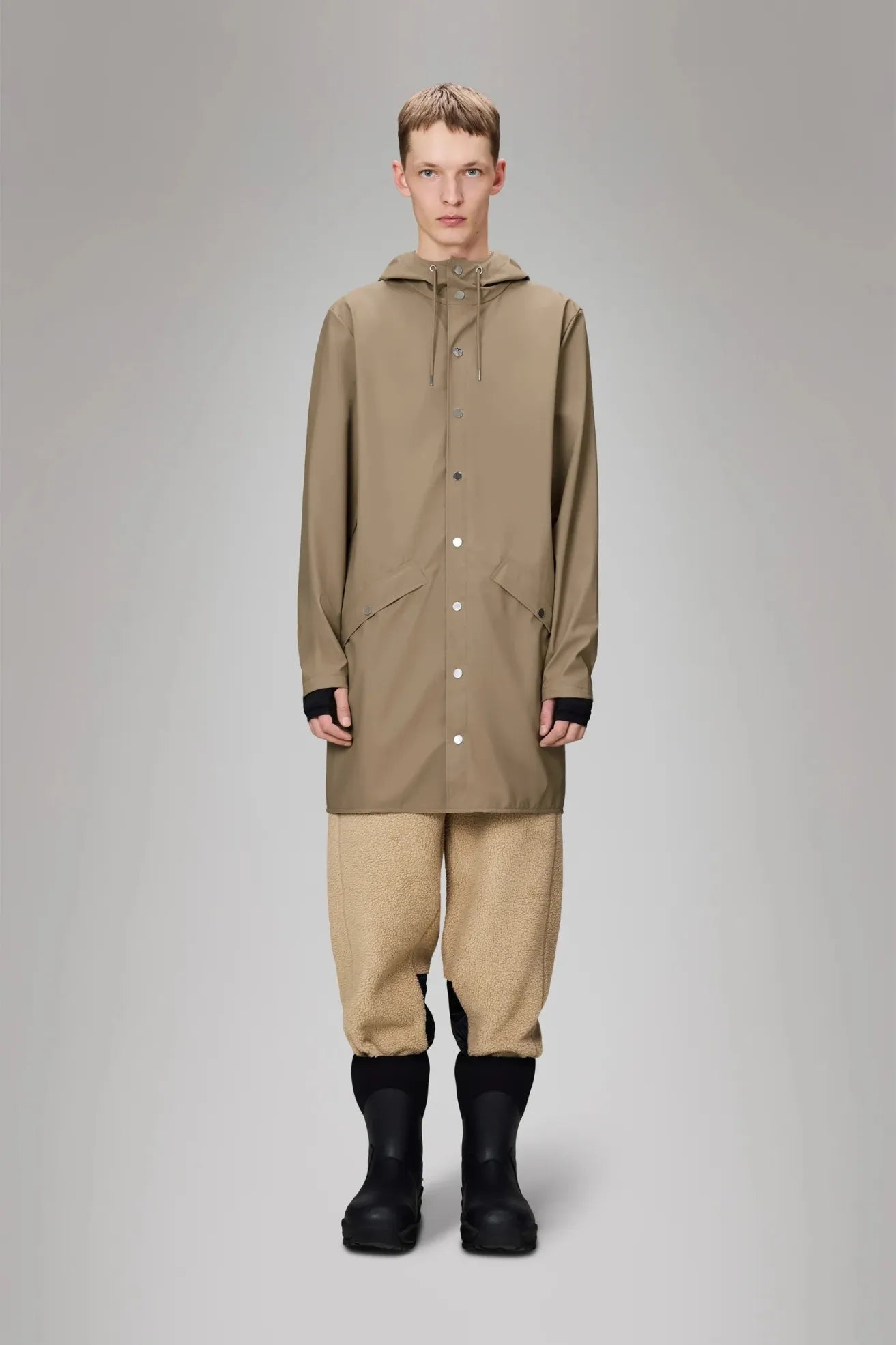 Rains Chubasquero Long Jacket Beige Who killed Bambi?