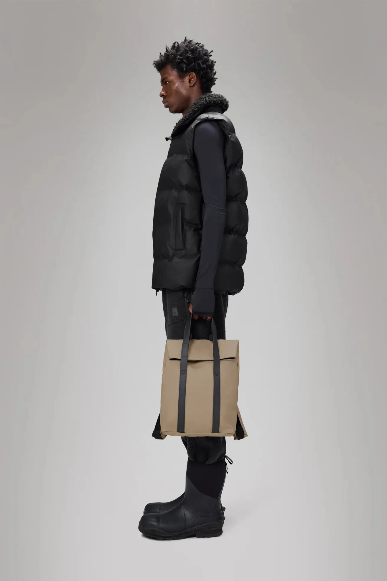 Rains Mochila 2 Way Tote Backpack Mini Beige Who killed Bambi?