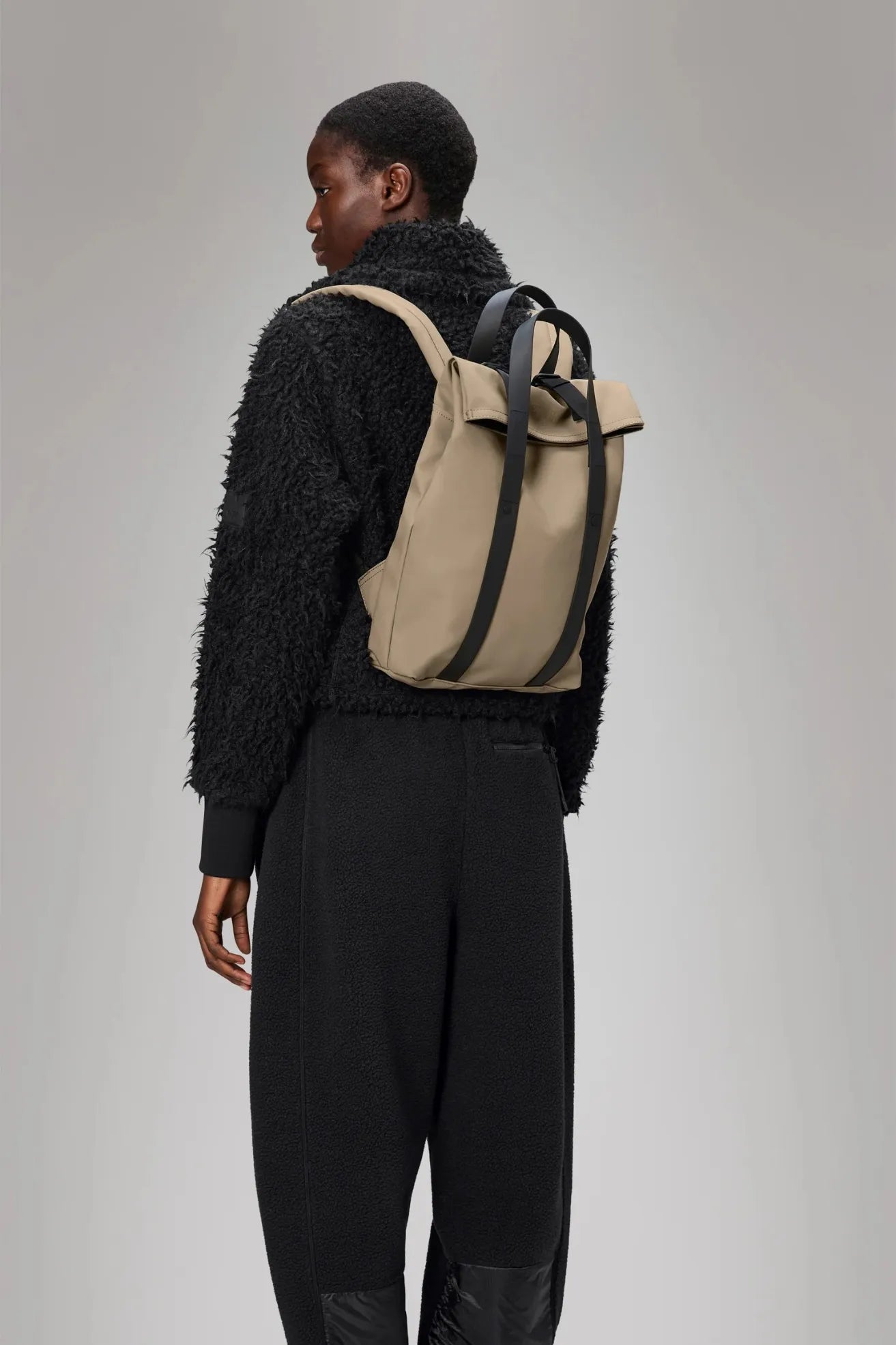 Rains Mochila 2 Way Tote Backpack Mini Beige Who killed Bambi?