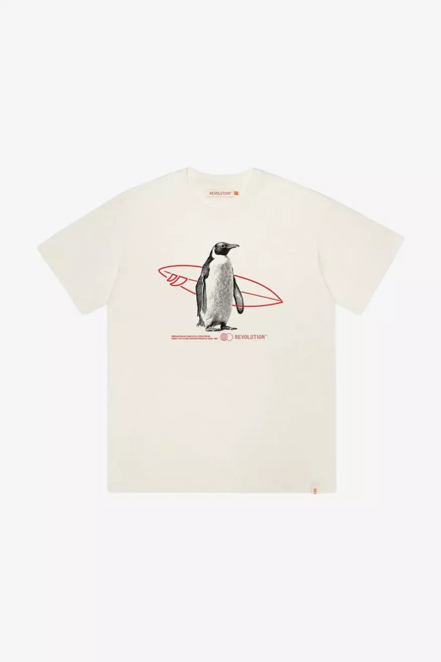 Rvlt Revolution Camiseta Hombre 1371 Penguin Beige Who Killed Bambi?