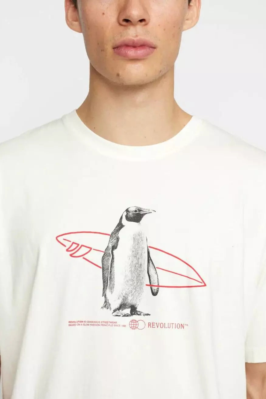 Rvlt Revolution Camiseta Hombre 1371 Penguin Beige Who Killed Bambi?