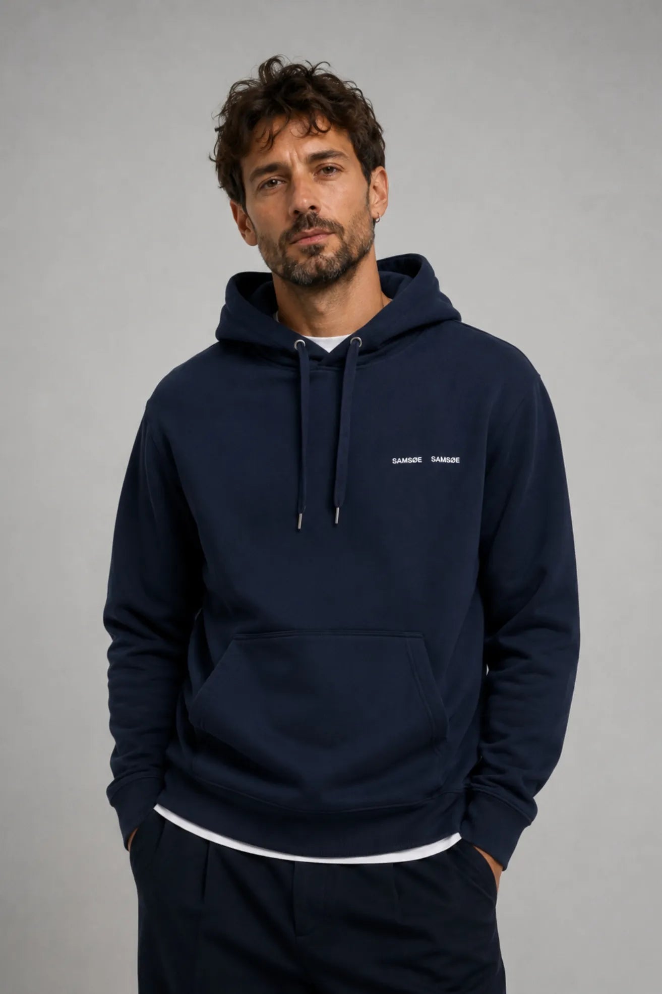 Samsoe Samsoe Sudadera Capucha Hombre Norsbro Azul Who killed Bambi?