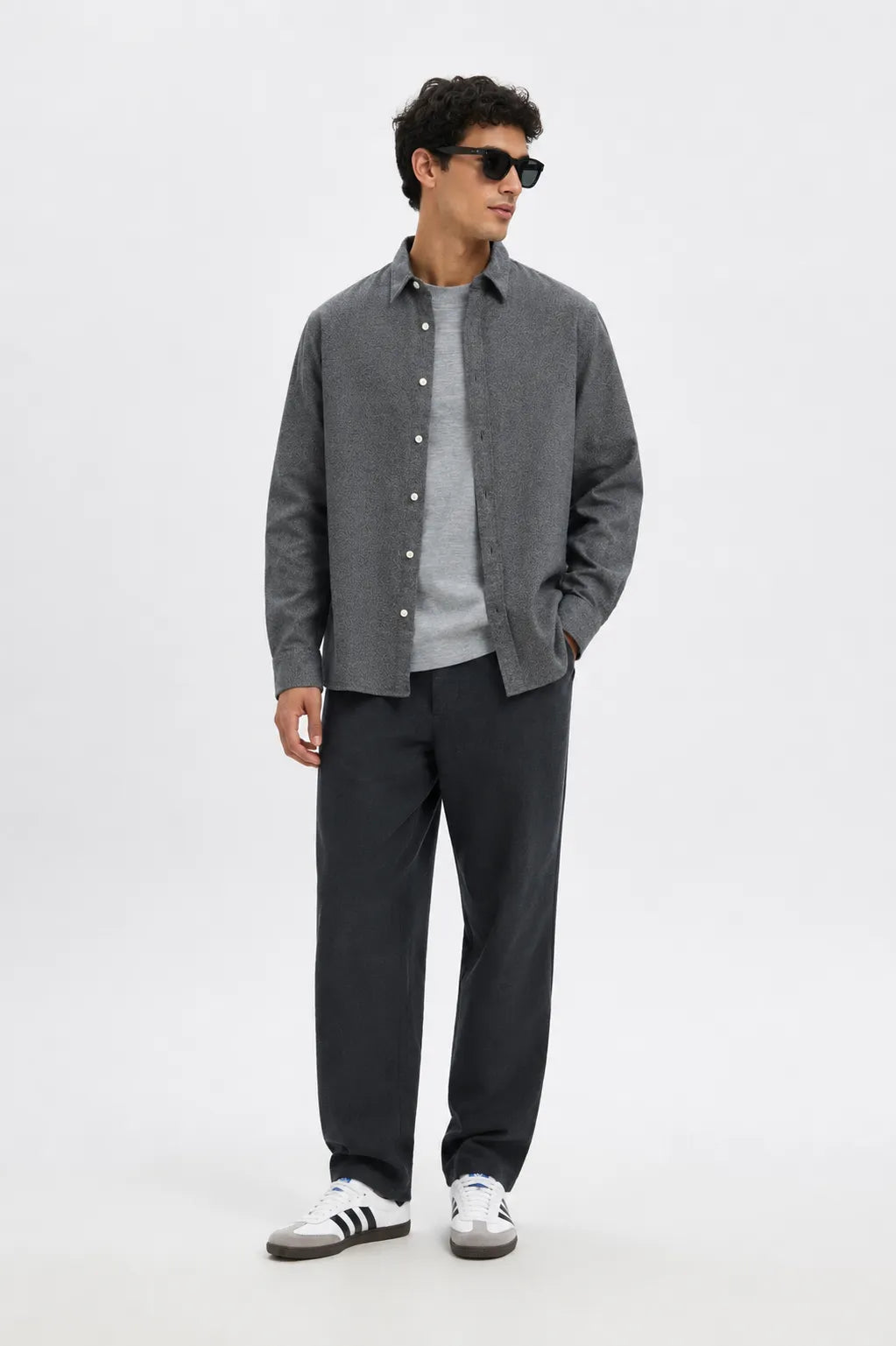 Selected Homme Camisa Hombre Brushed Gris Who killed Bambi?