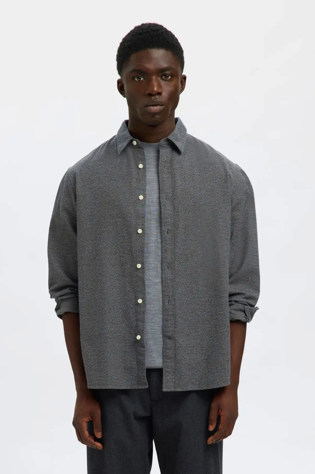 Selected Homme Camisa Hombre Brushed Gris Who killed Bambi?