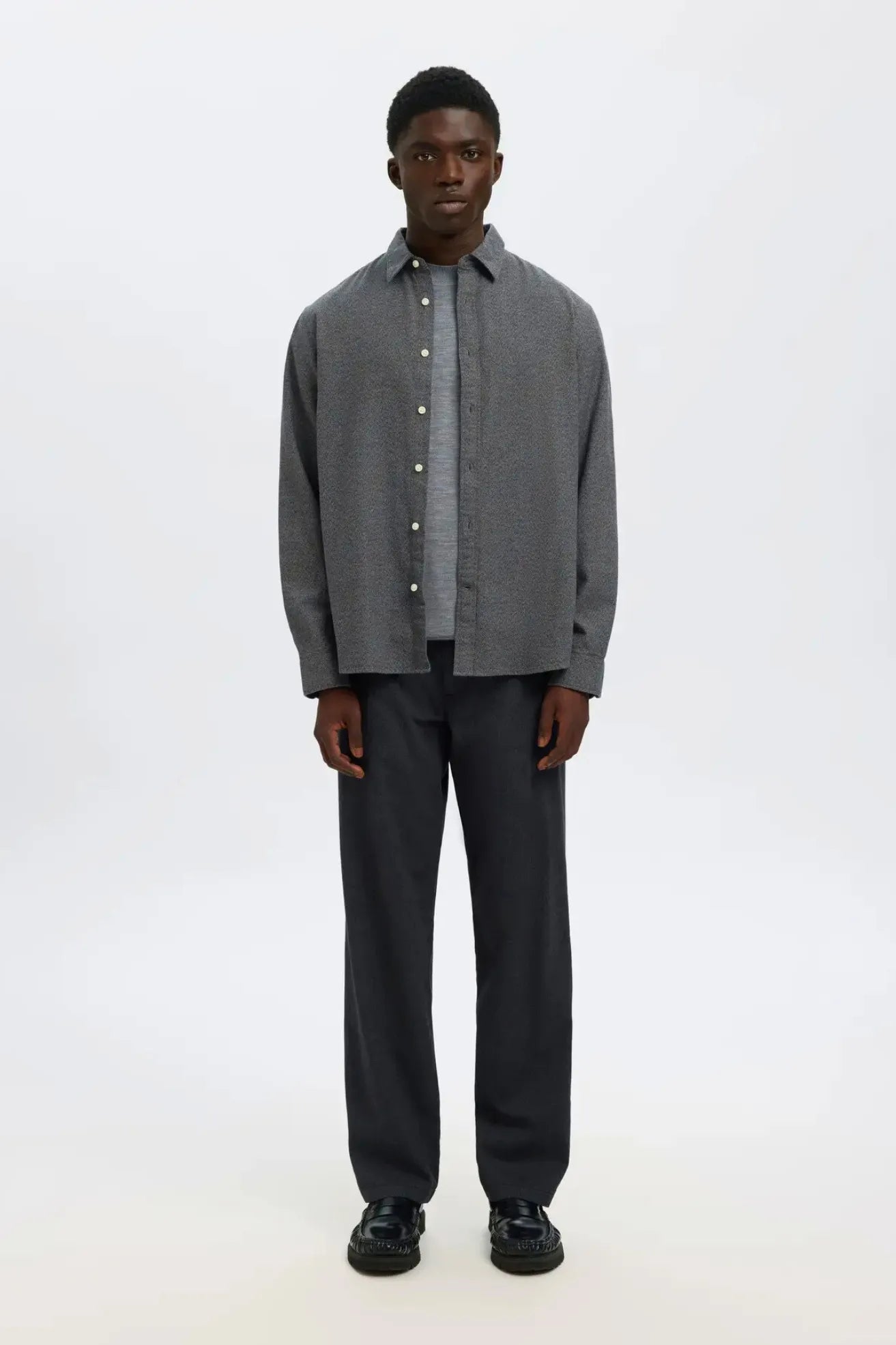 Selected Homme Camisa Hombre Brushed Gris Who killed Bambi?