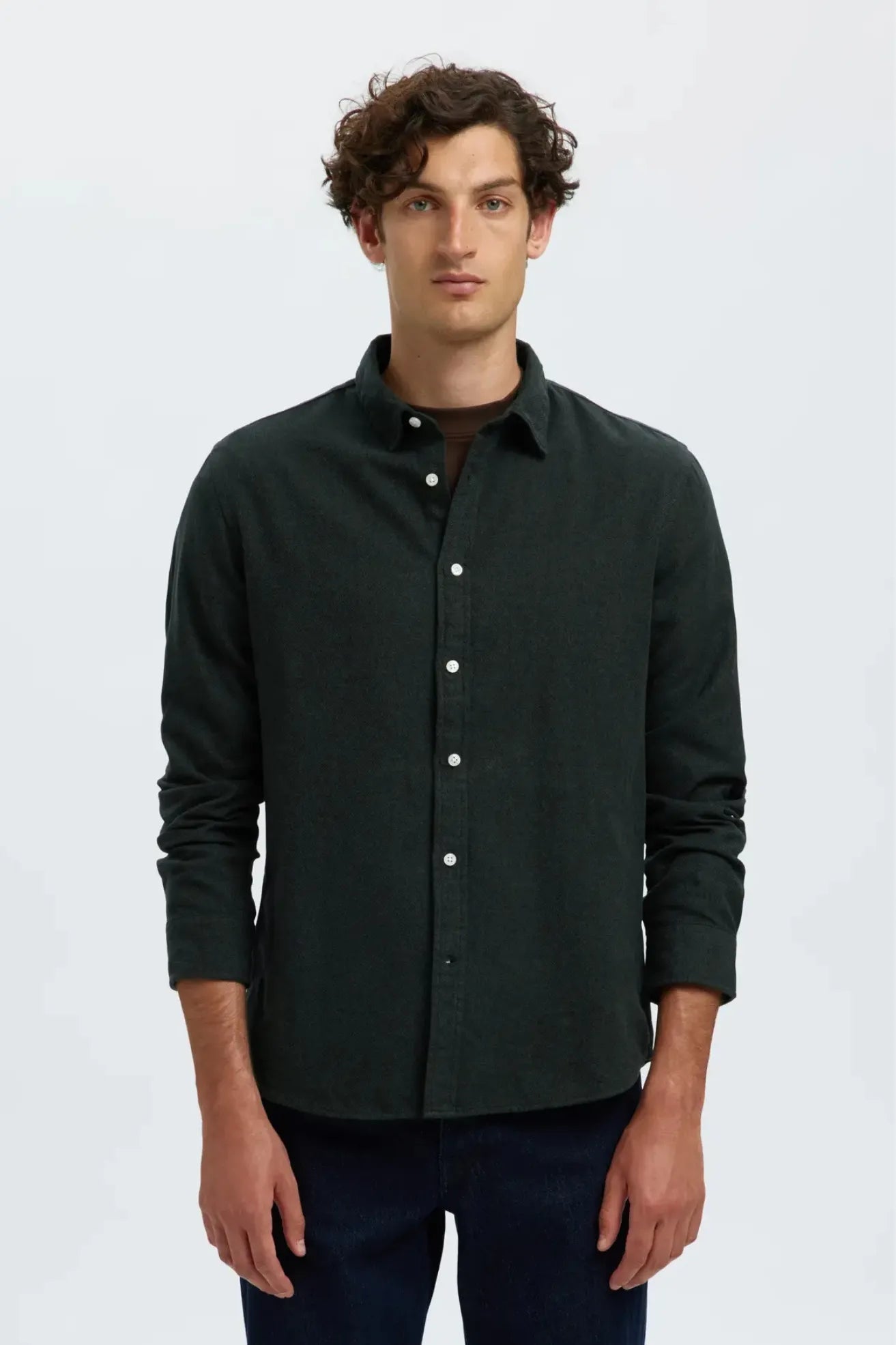 Selected Homme Camisa Hombre Brushed Verde Who killed Bambi?
