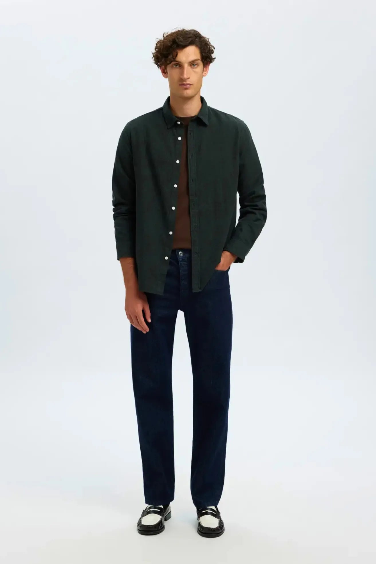 Selected Homme Camisa Hombre Brushed Verde Who killed Bambi?