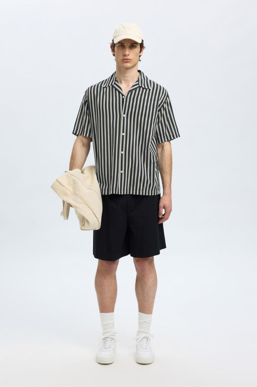 Selected Homme Camisa Hombre Manga Corta Rayas Azul Who killed Bambi?