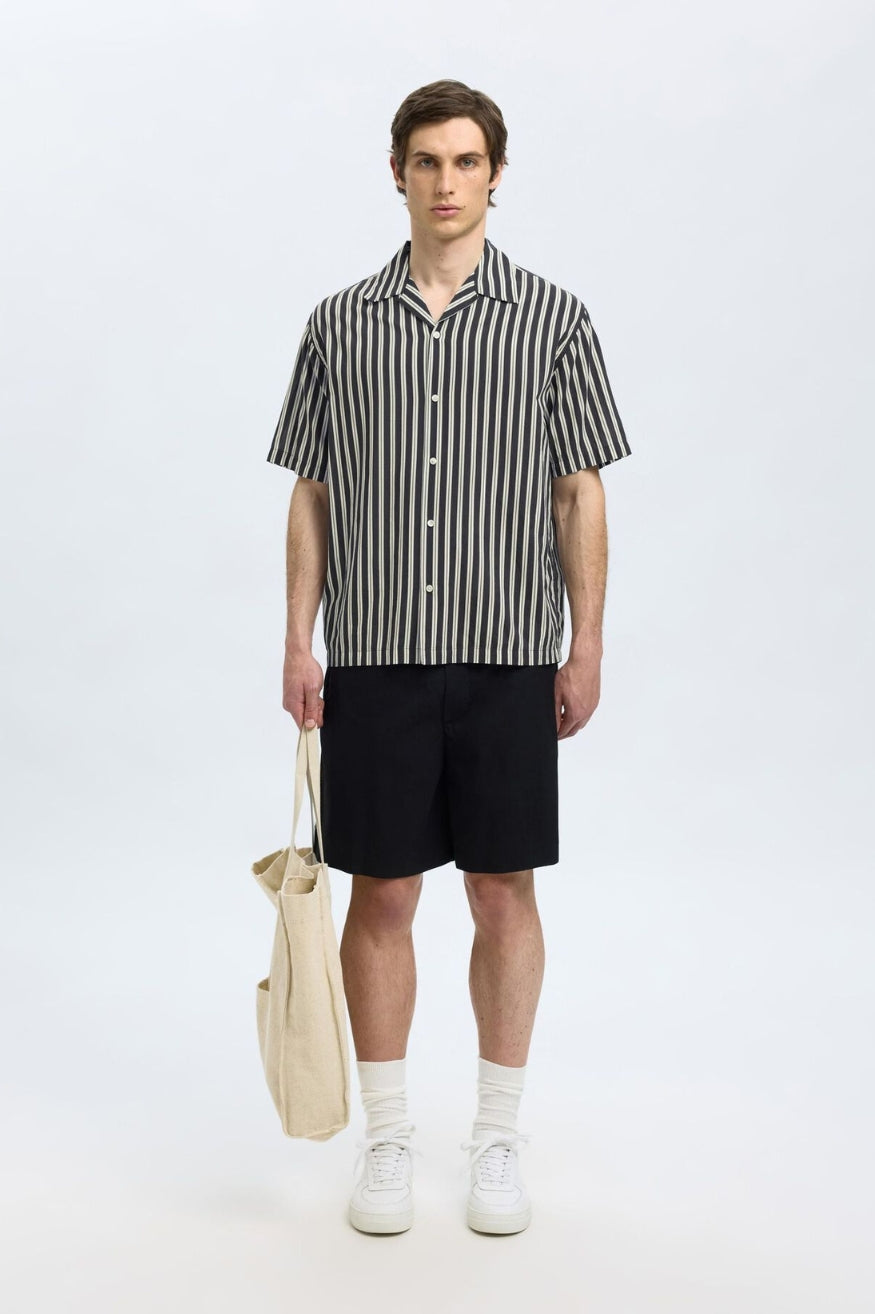 Selected Homme Camisa Hombre Manga Corta Rayas Azul Who killed Bambi?