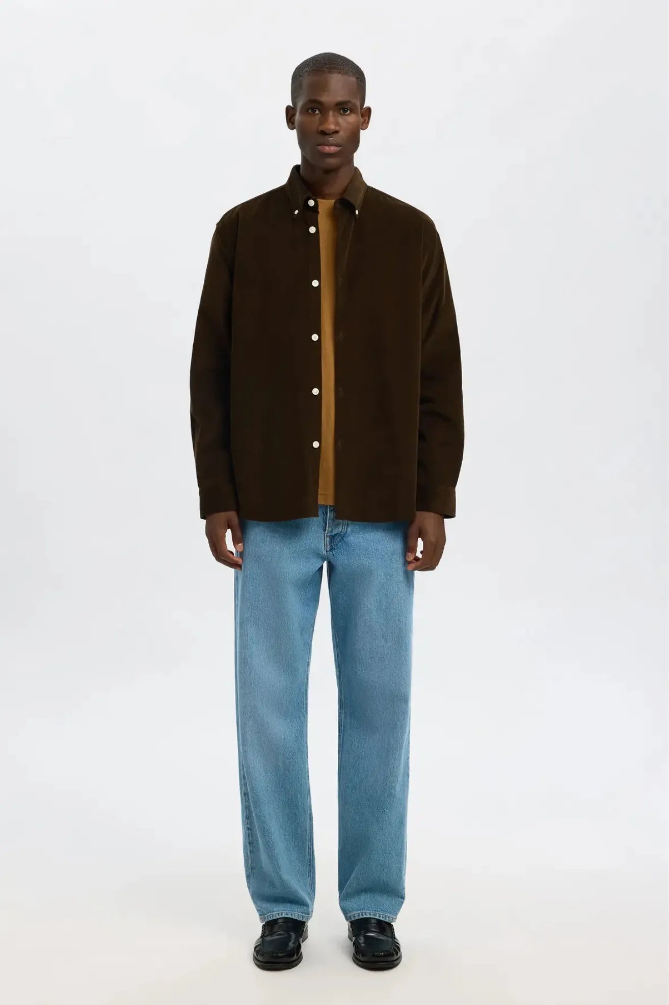 Selected Homme Camisa Hombre Pana Marrón Who killed Bambi?