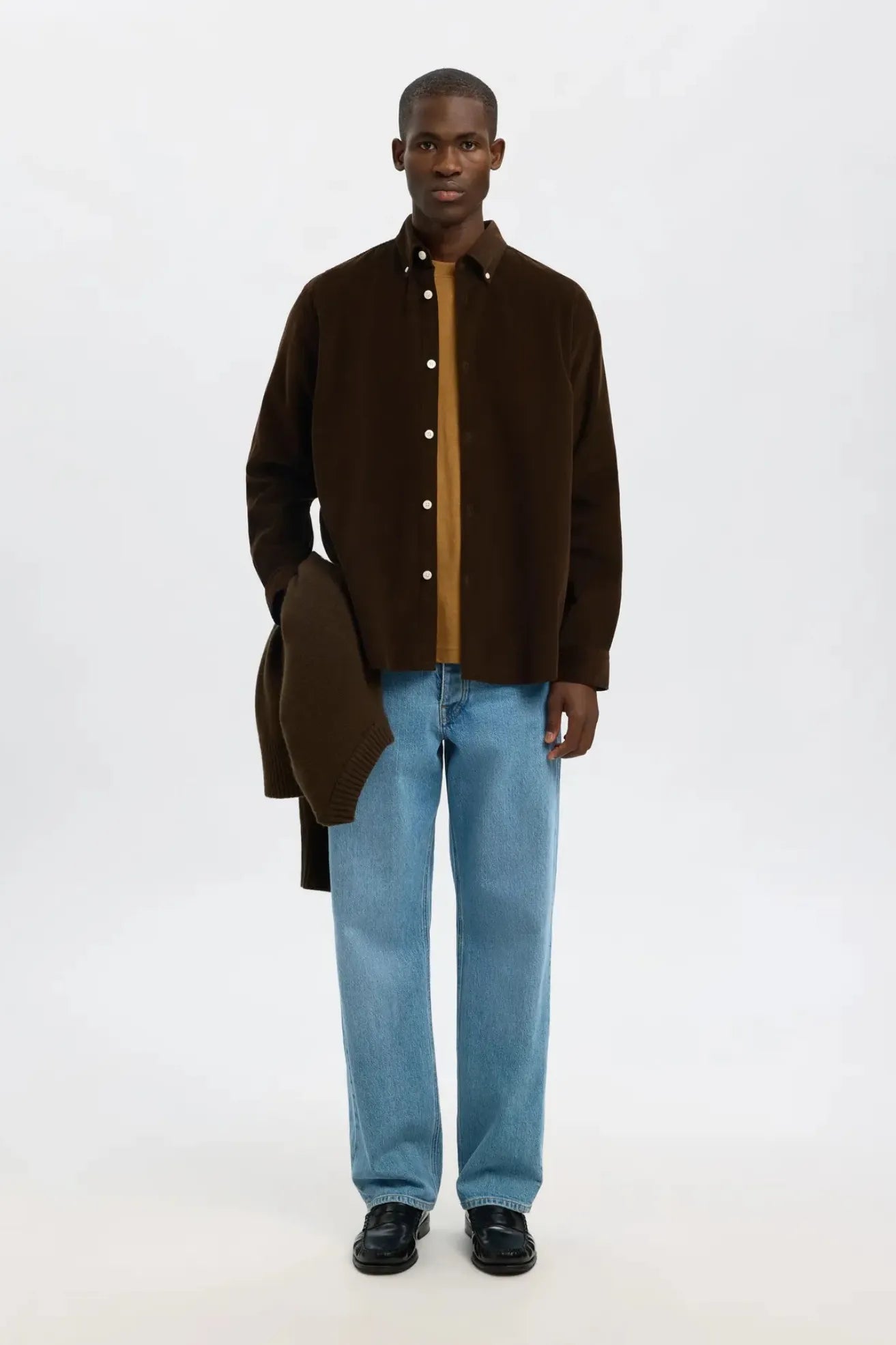 Selected Homme Camisa Hombre Pana Marrón Who killed Bambi?