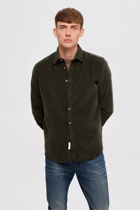 Selected Homme Camisa Hombre Pana Verde Who Killed Bambi?