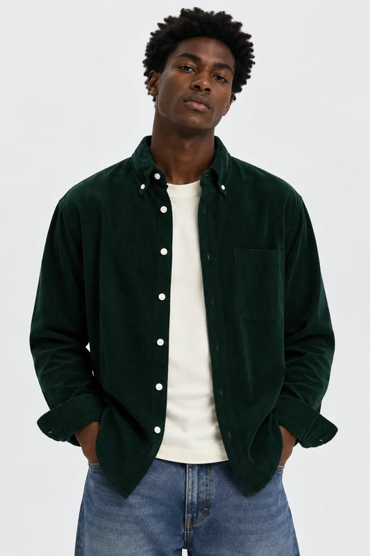 Selected Homme Camisa Hombre Pana Verde Who killed Bambi?