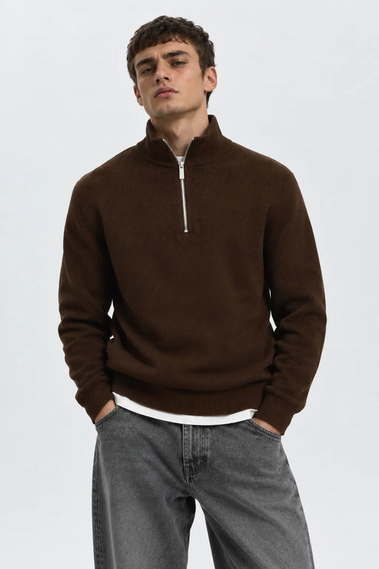 Selected Homme Jersey Hombre Dane Half Zip Marrón Who killed Bambi?
