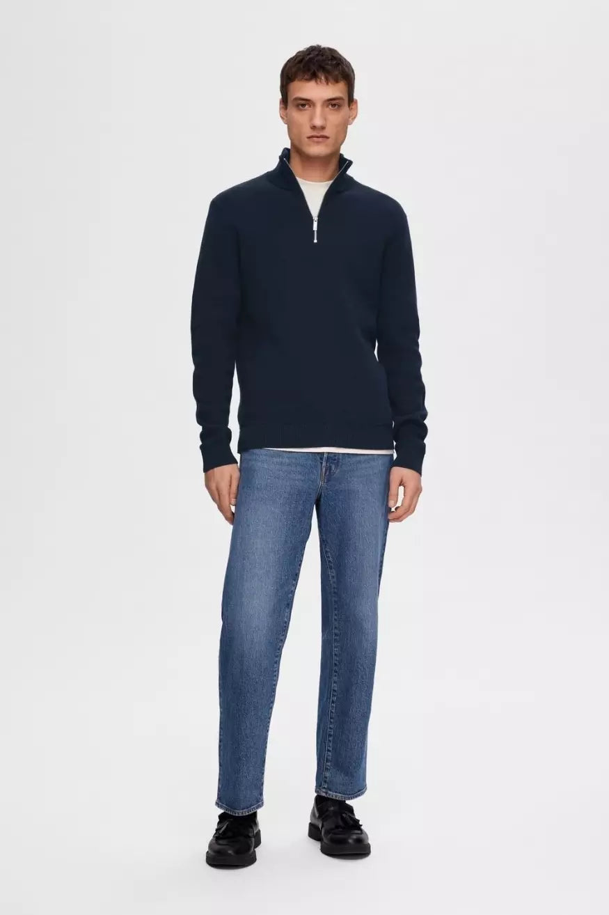 Selected Homme Jersey Hombre Half Zip Dane Azul Who killed Bambi?