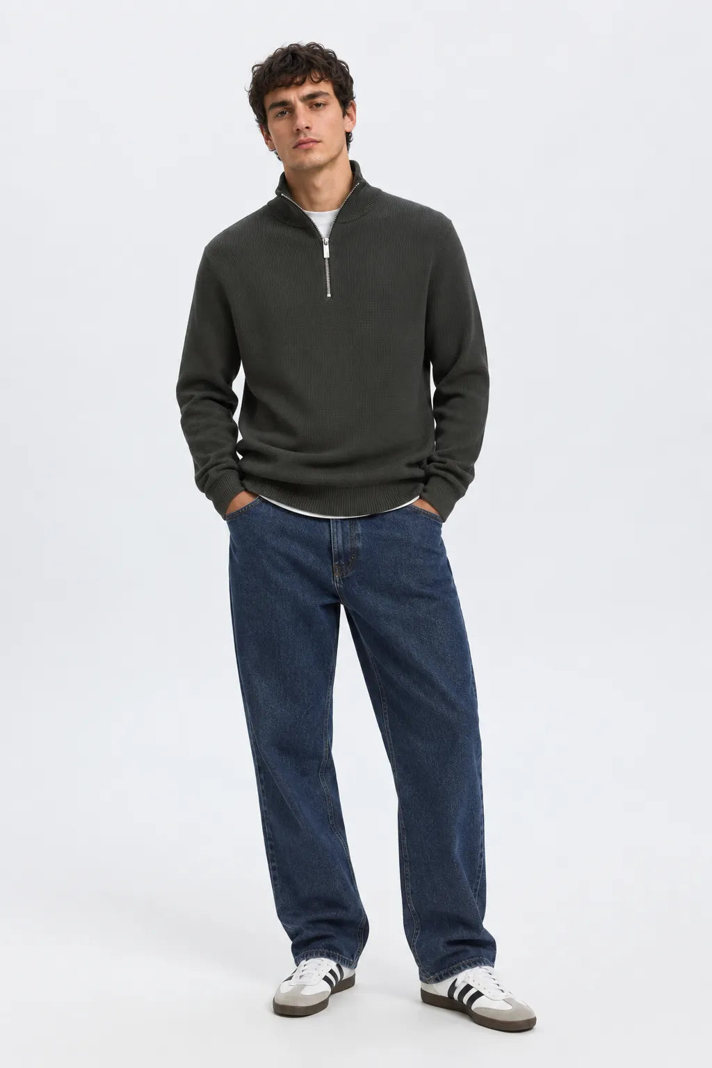 Selected Homme Jersey Hombre Half Zip Dane Verde Who killed Bambi?