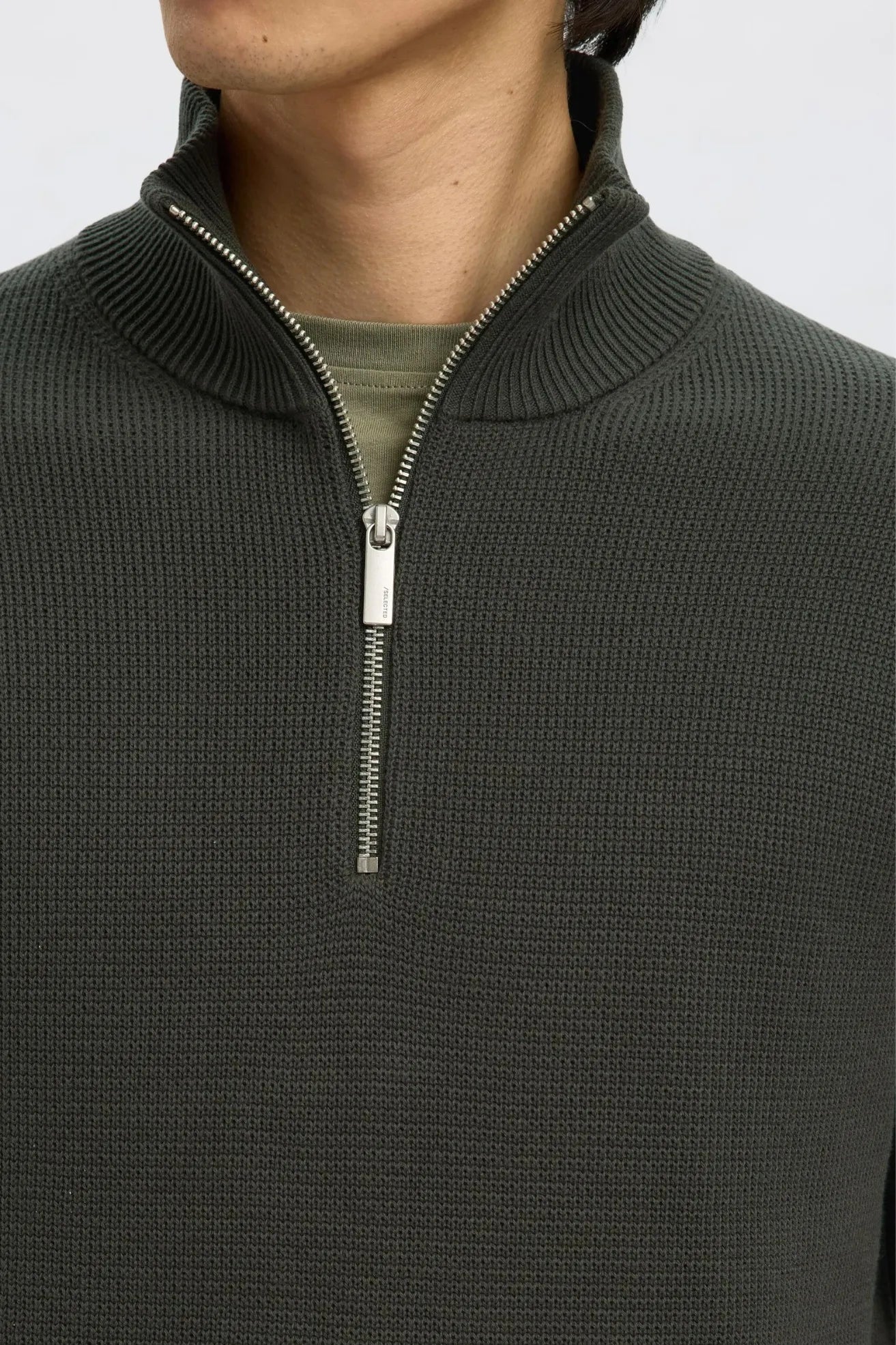 Selected Homme Jersey Hombre Half Zip Dane Verde Who killed Bambi?