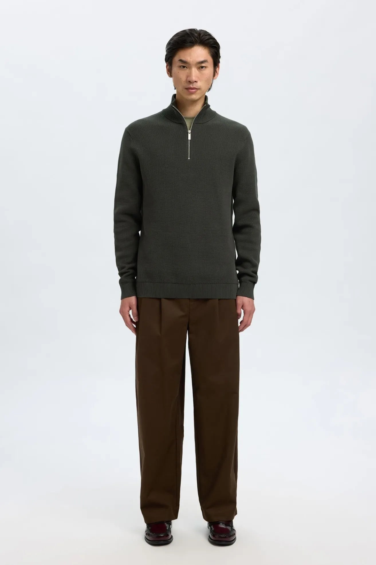 Selected Homme Jersey Hombre Half Zip Dane Verde Who killed Bambi?