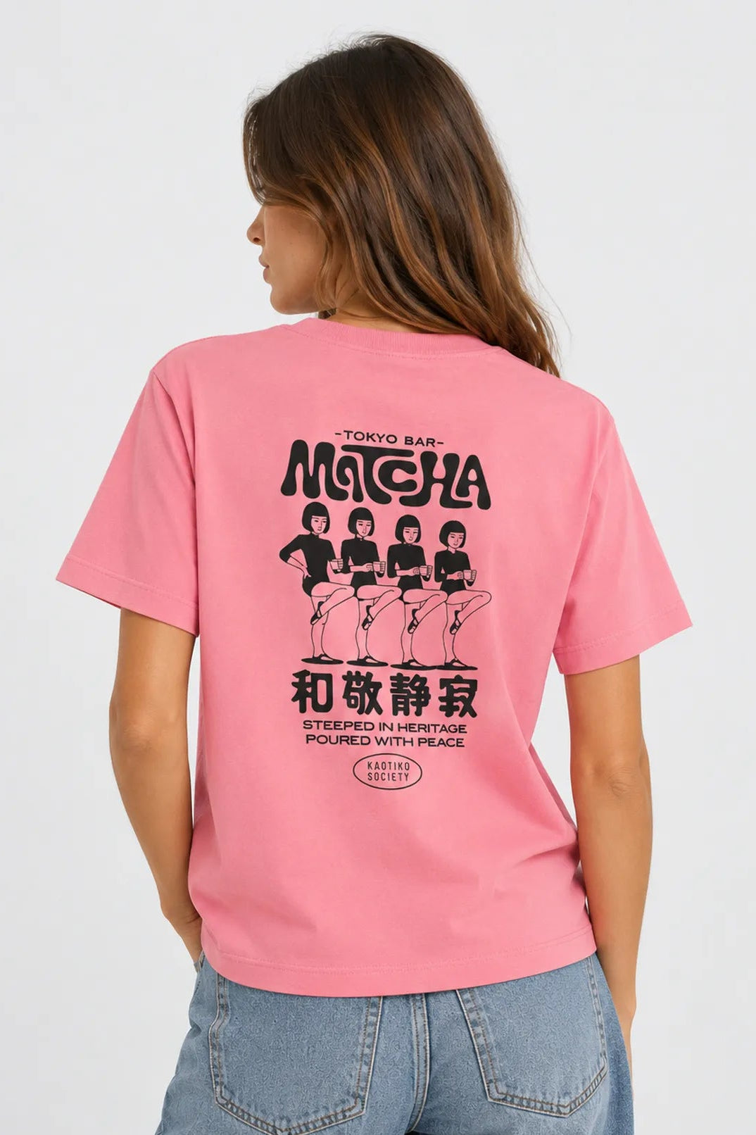 Kaotiko Camiseta Mujer Matcha Rosa