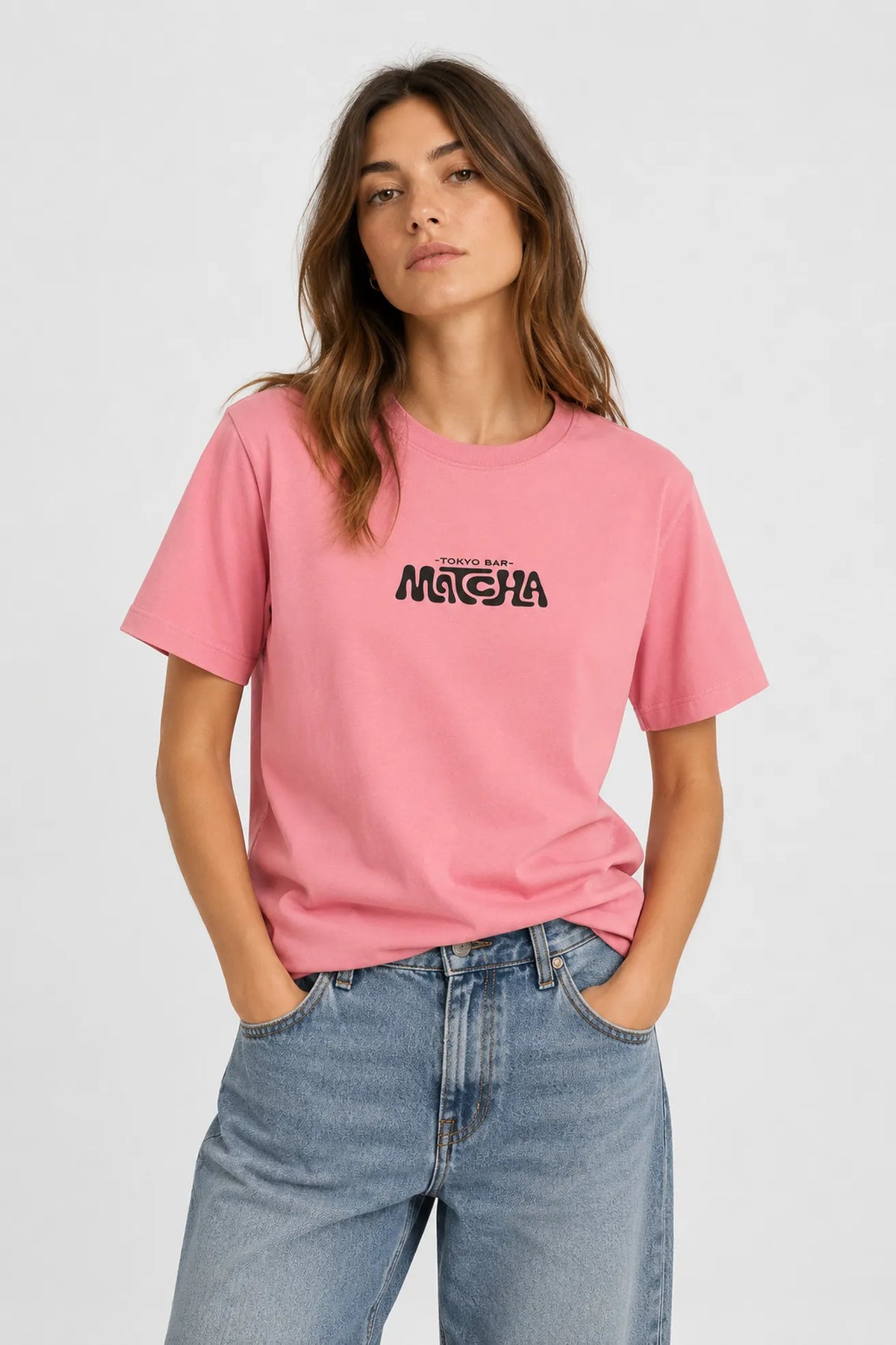 Kaotiko Camiseta Mujer Matcha Rosa